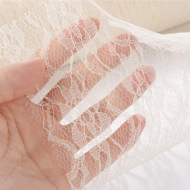 HOMYHOME lace roll 12 in 72Ft for Wedding lace Table Runners Ivory White Chair sash Bow DIY Party Art Craft Decorate - Image 4